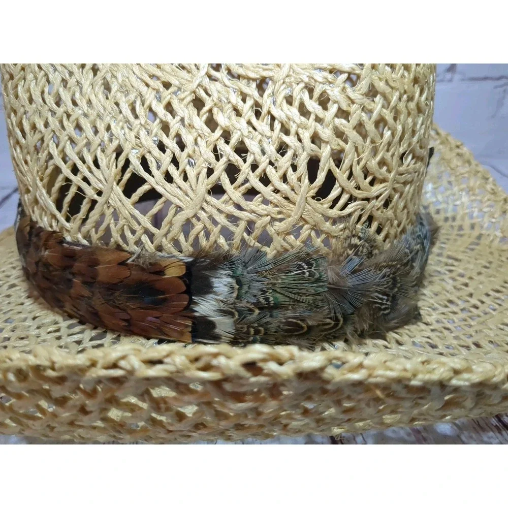 AMERICAN HAT Company 7 1/4 Tumble Weave Feather Band Straw Cowboy Hat